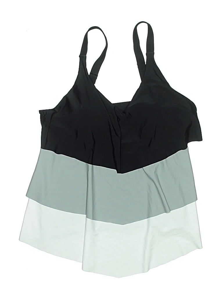 Pre-owned Unbranded Swimsuit Top Black Color Block Pattern Swimwear