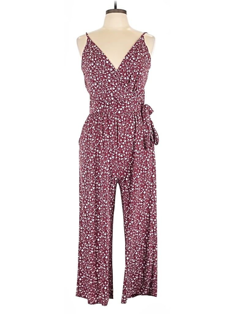 Pre-owned Kaileigh Jumpsuit In Burgundy