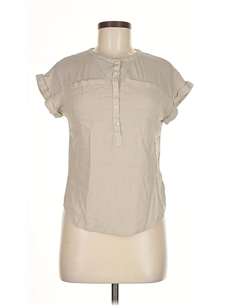 Pre-owned Lucky Brand Short Sleeve Blouse In Brown