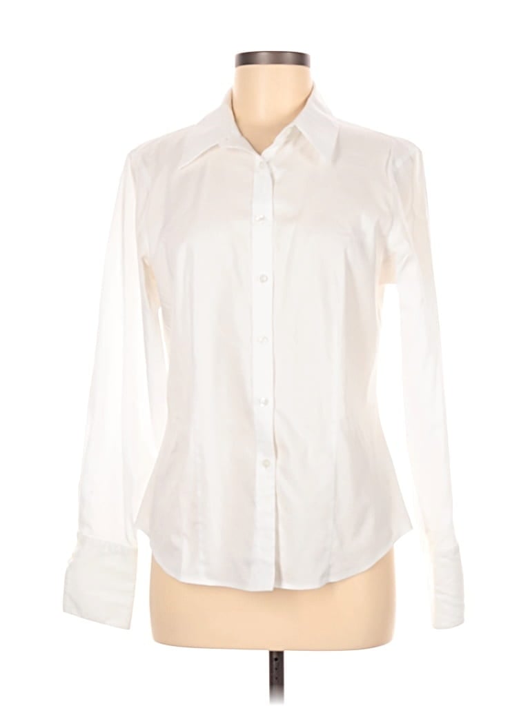 Pre-owned Calvin Klein Long Sleeve Blouse In White
