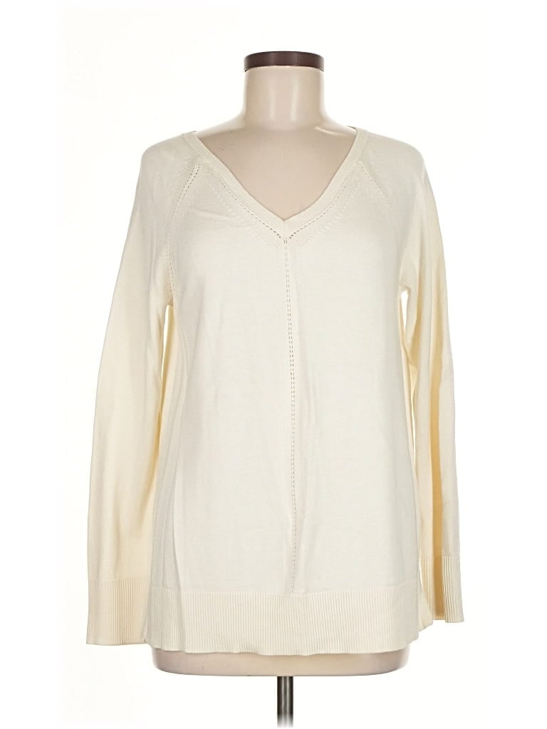 Pre-owned Talbots Cardigan Sweater In White