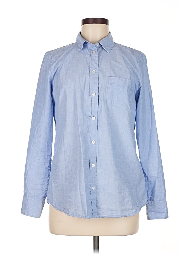 Pre-owned J.crew Factory Store Long Sleeve Button Down Shirt In Blue