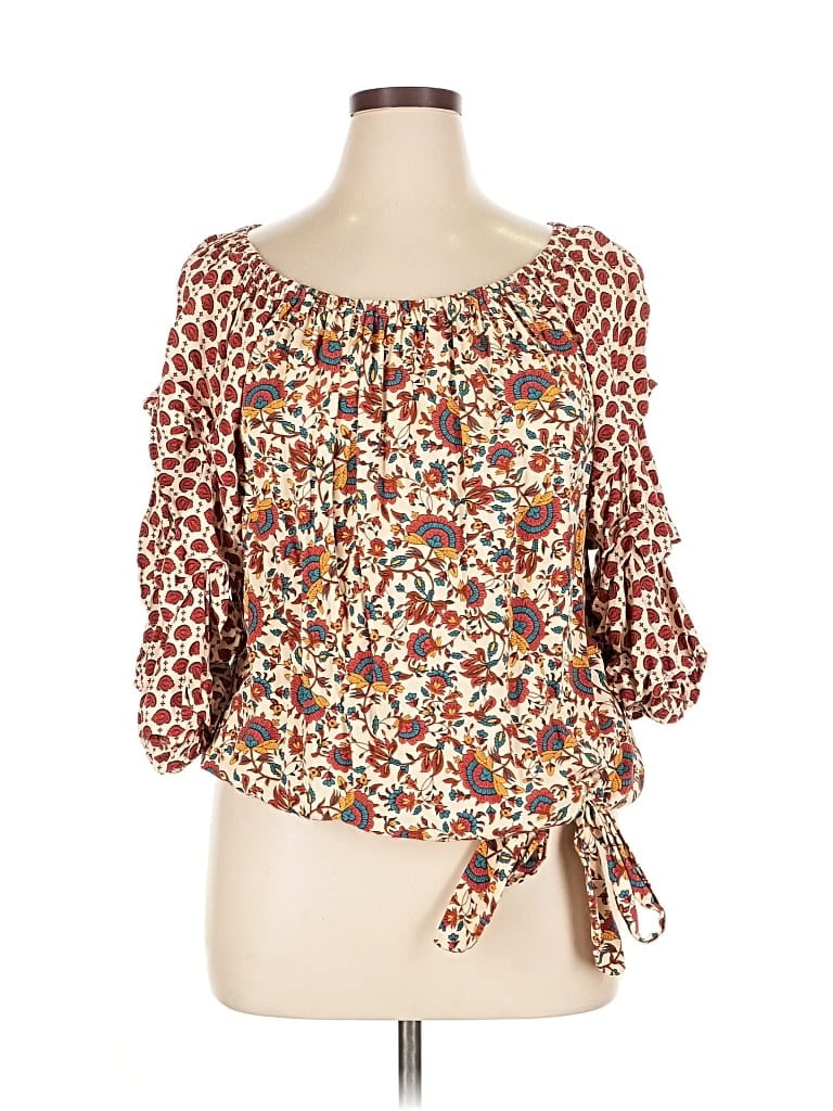 Pre-owned Cece 3/4 Sleeve Blouse In Brown