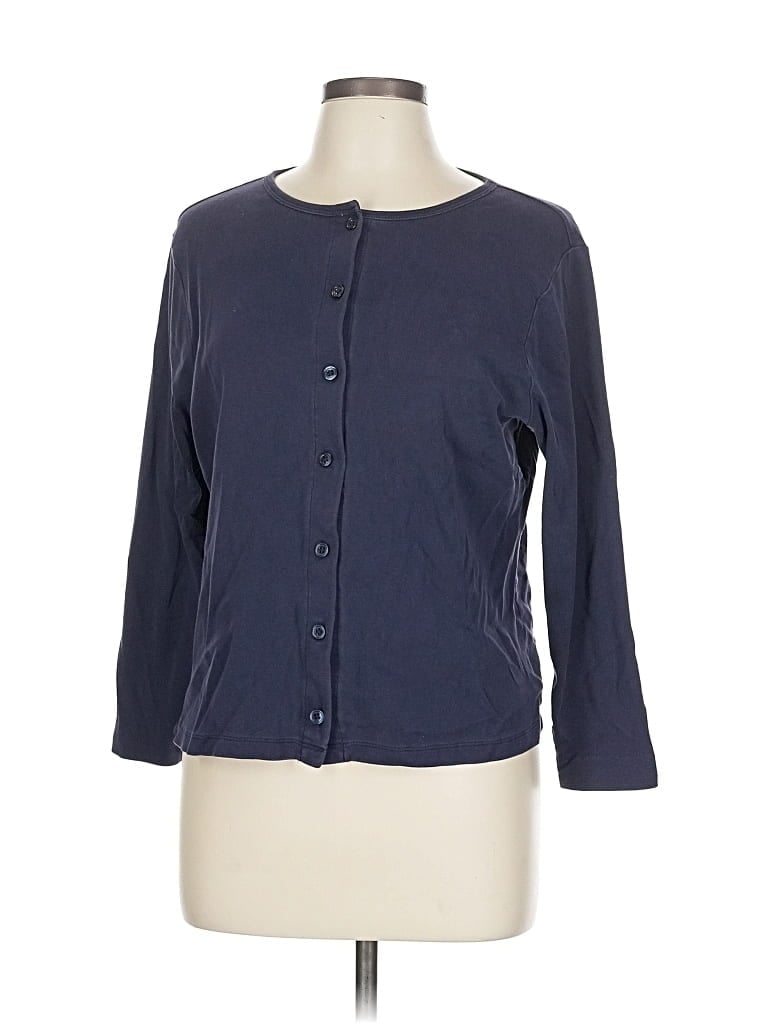 Pre-owned Eddie Bauer 3/4 Sleeve Button Down Shirt In Blue