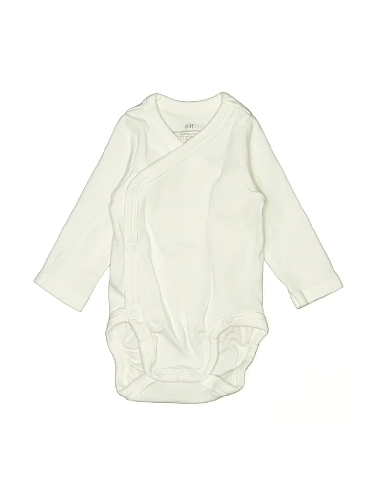 Pre-owned H&m Kids' Long Sleeve Onesie In White