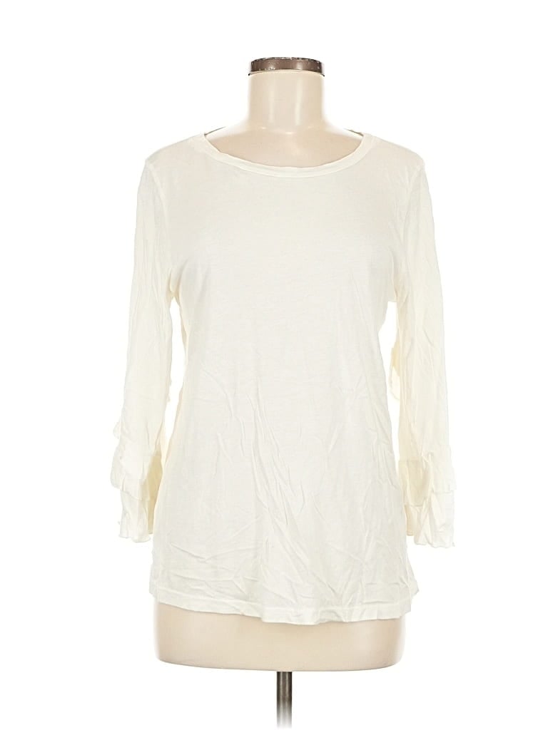 Pre-owned T.la 3/4 Sleeve Top Ivory Boatneck Tops In White