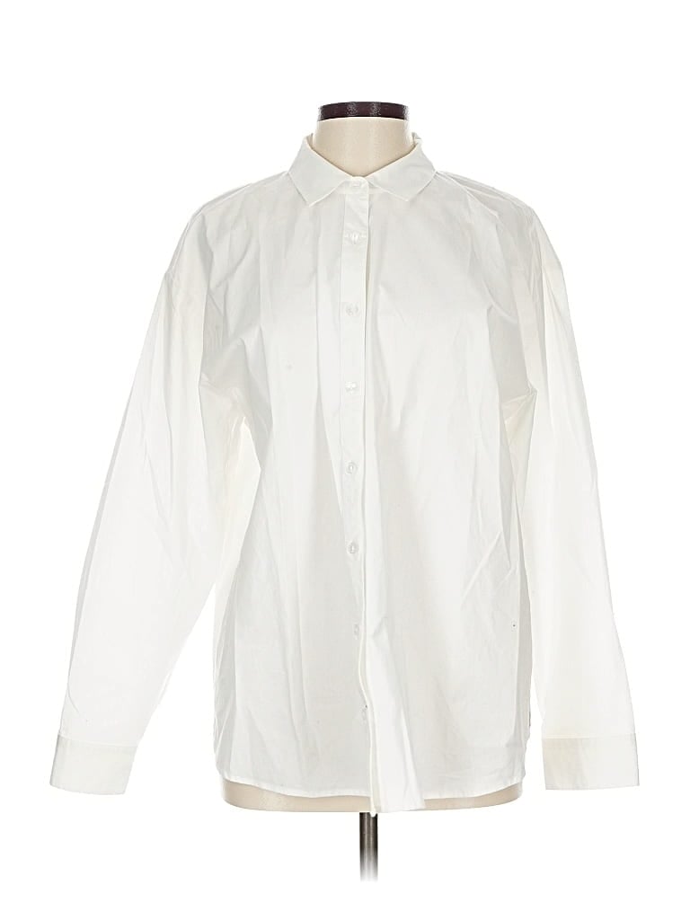 Black Label By Chico's Long Sleeve Button Down Shirt In White
