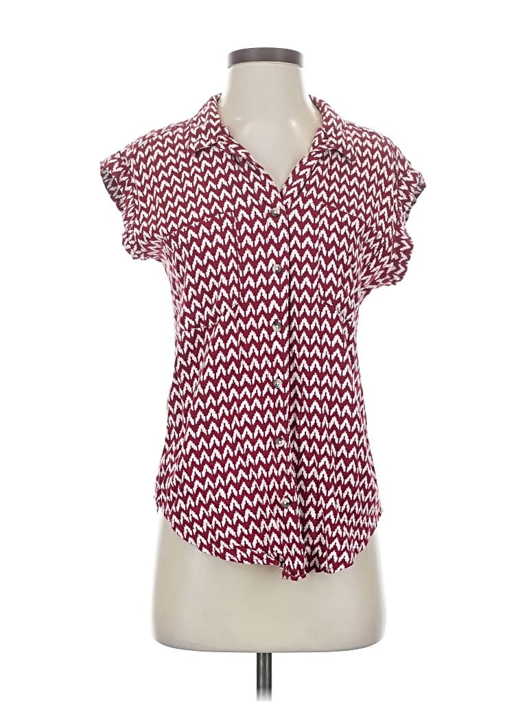 Pre-owned Jachs Girlfriend Short Sleeve Blouse In Burgundy