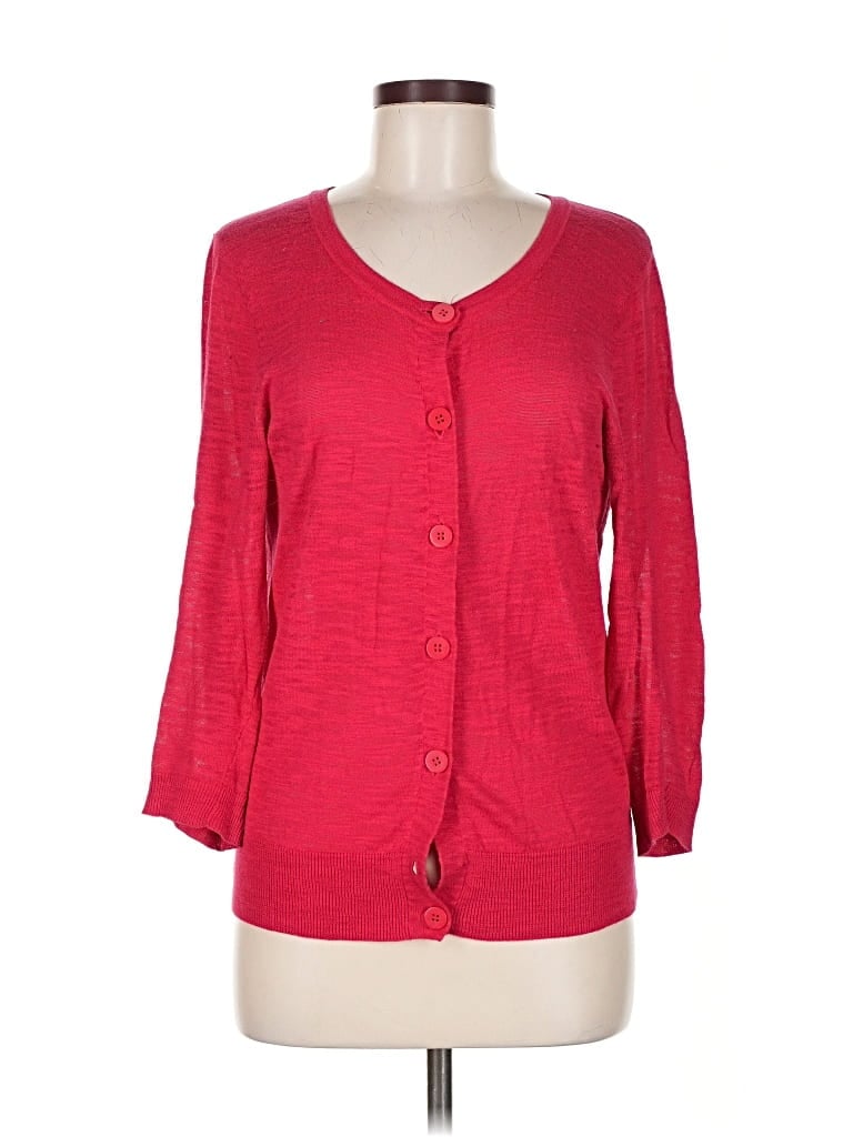 Pre-owned Cable & Gauge Cardigan Sweater In Red