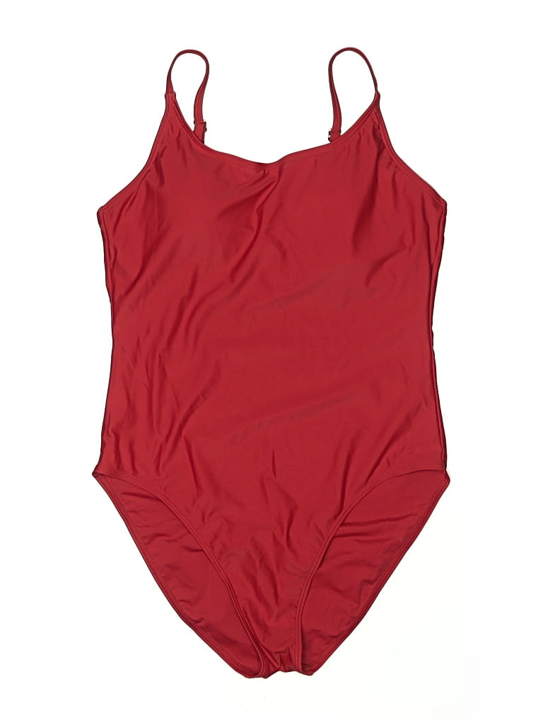Pre-owned Quince One Piece Swimsuit In Burgundy