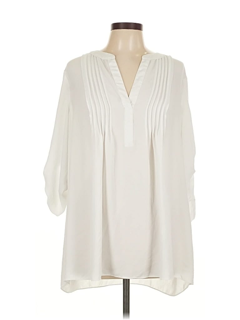 Pre-owned Bcbgmaxazria 3/4 Sleeve Blouse In White