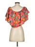 Sugarlips 100% Polyester Floral Graphic Tropical Multi Color Orange Short Sleeve Blouse Size XS - photo 2