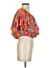 Sugarlips 100% Polyester Floral Graphic Tropical Multi Color Orange Short Sleeve Blouse Size XS - photo 4