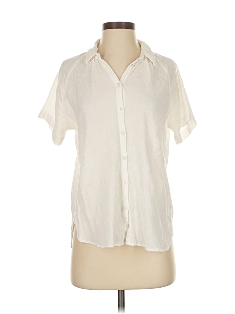 Pre-owned Madewell Short Sleeve Blouse In White