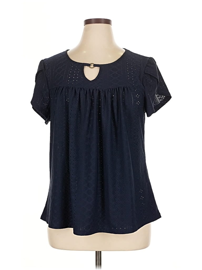 Pre-owned Unbranded Short Sleeve Blouse In Blue