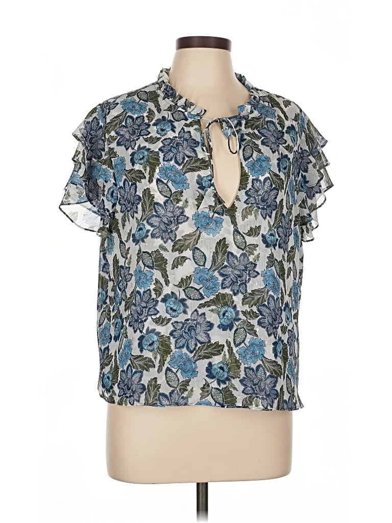 Pre-owned Misa Short Sleeve Blouse In Blue