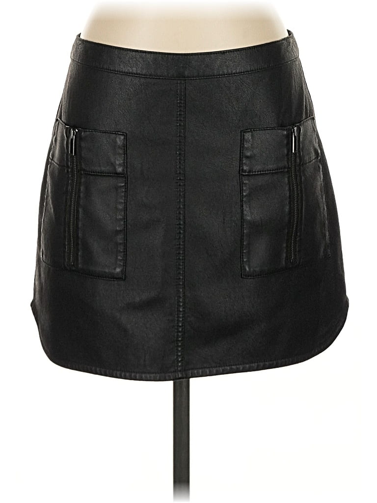 Pre-owned Bcbgmaxazria Faux Leather Skirt In Black