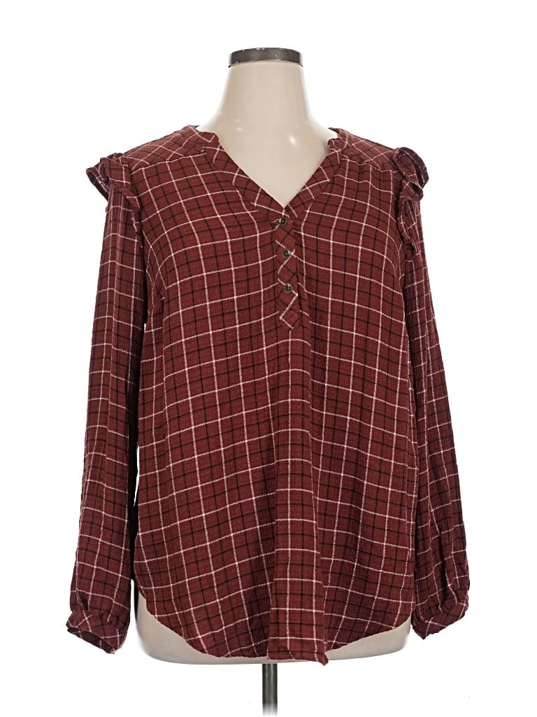 Pre-owned Torrid Long Sleeve Blouse In Burgundy