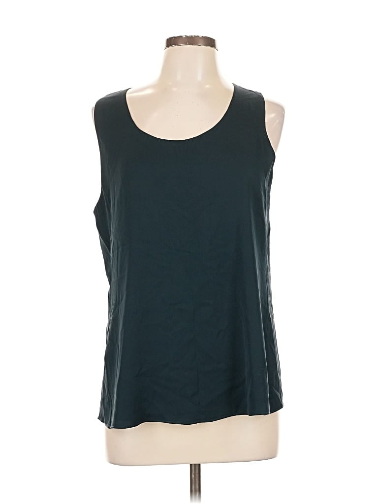 Pre-owned Theory Sleeveless Top Teal Scoop Neck Tops In Blue
