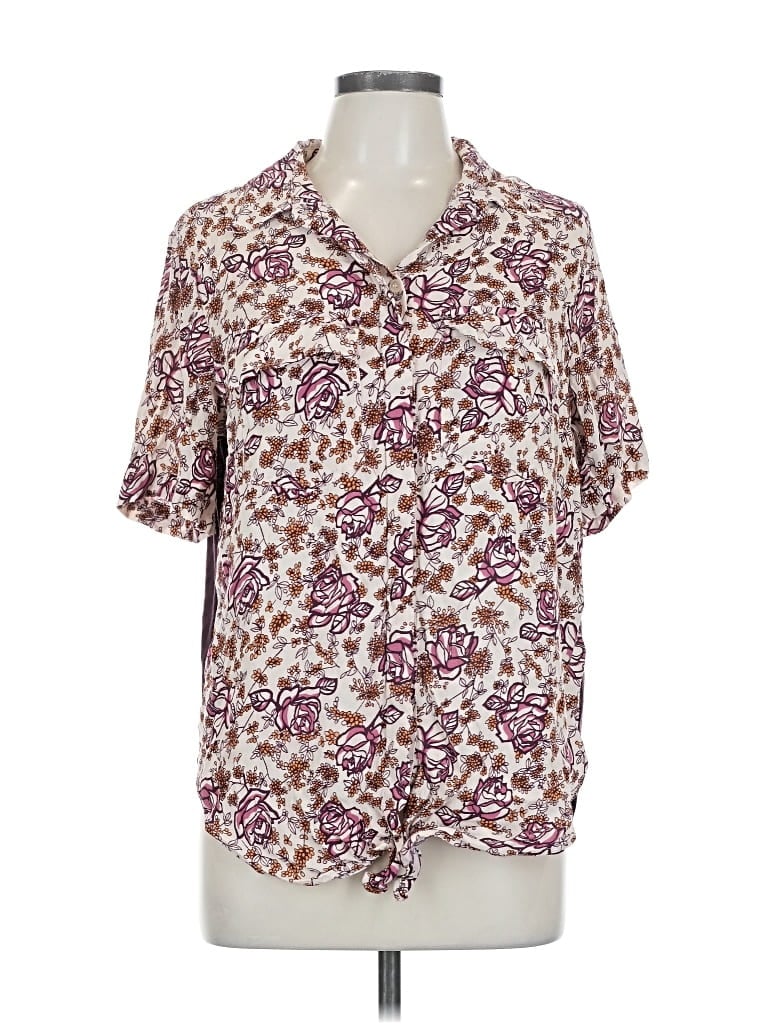 Pre-owned Porridge Short Sleeve Blouse In Purple