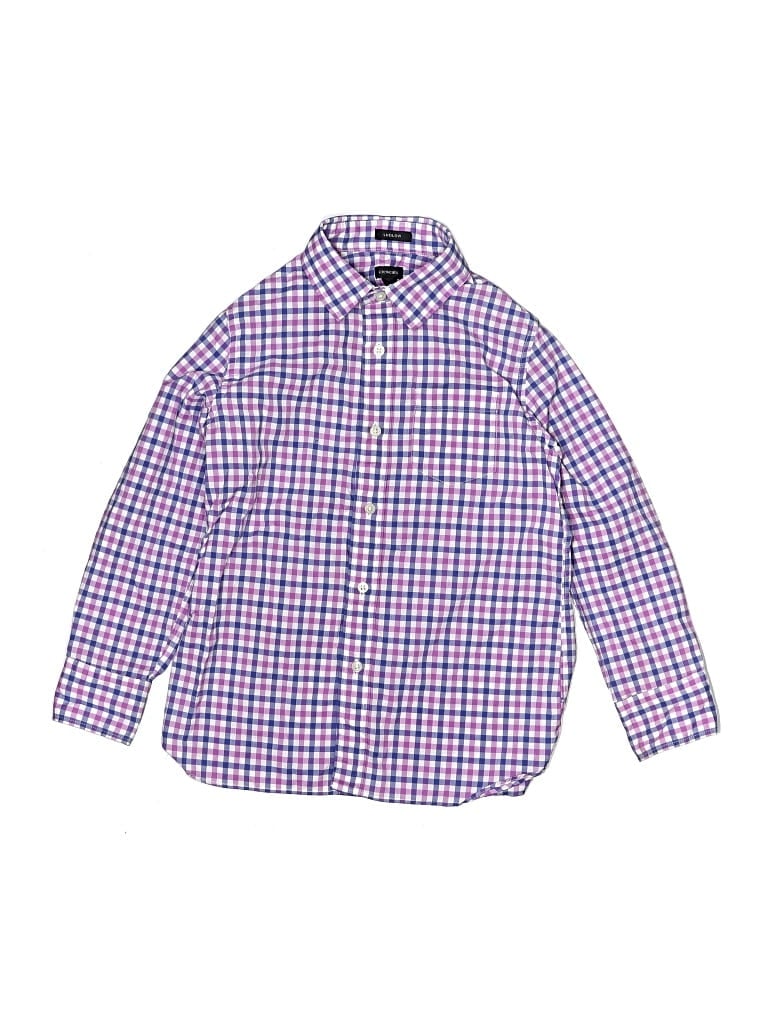 Pre-owned Crewcuts Kids' Long Sleeve Button Down Shirt In Purple