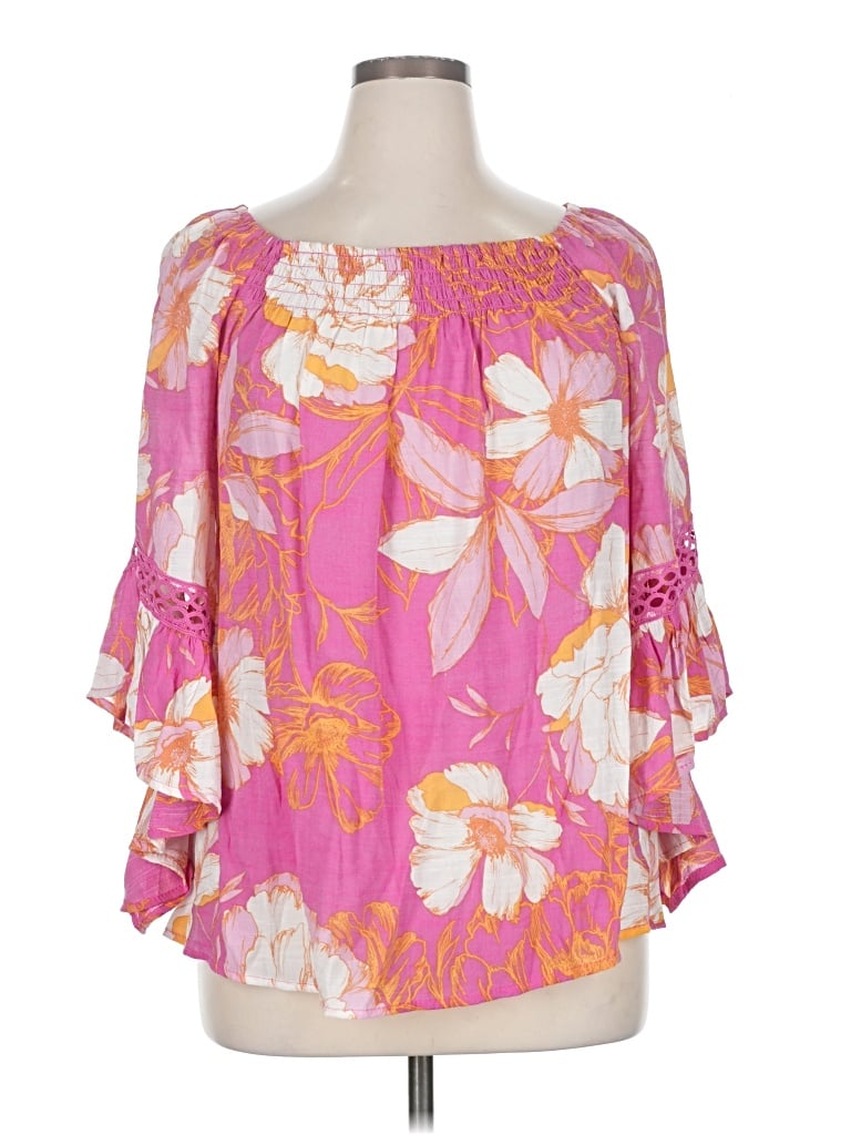 Pre-owned Unique Spectrum 3/4 Sleeve Blouse In Pink