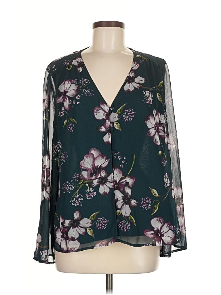 Pre-owned Cupcakes And Cashmere Long Sleeve Blouse In Blue