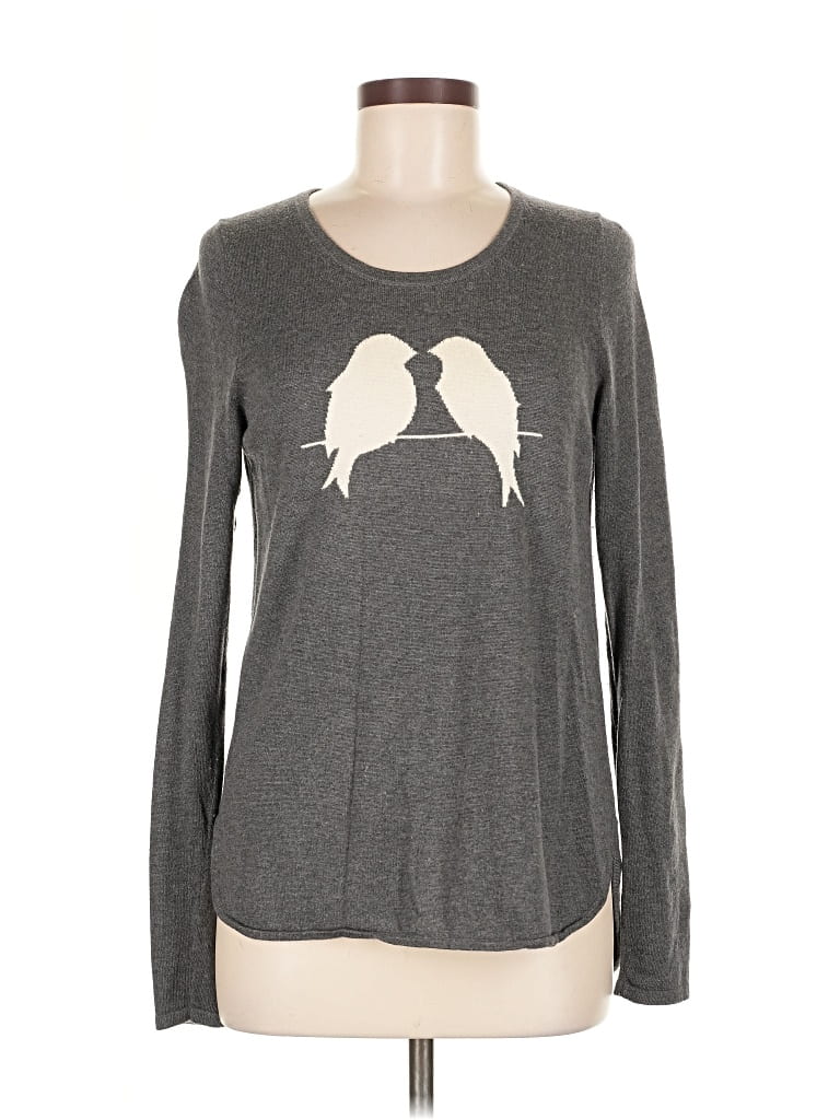Pre-owned Ann Taylor Long Sleeve T-shirt In Gray