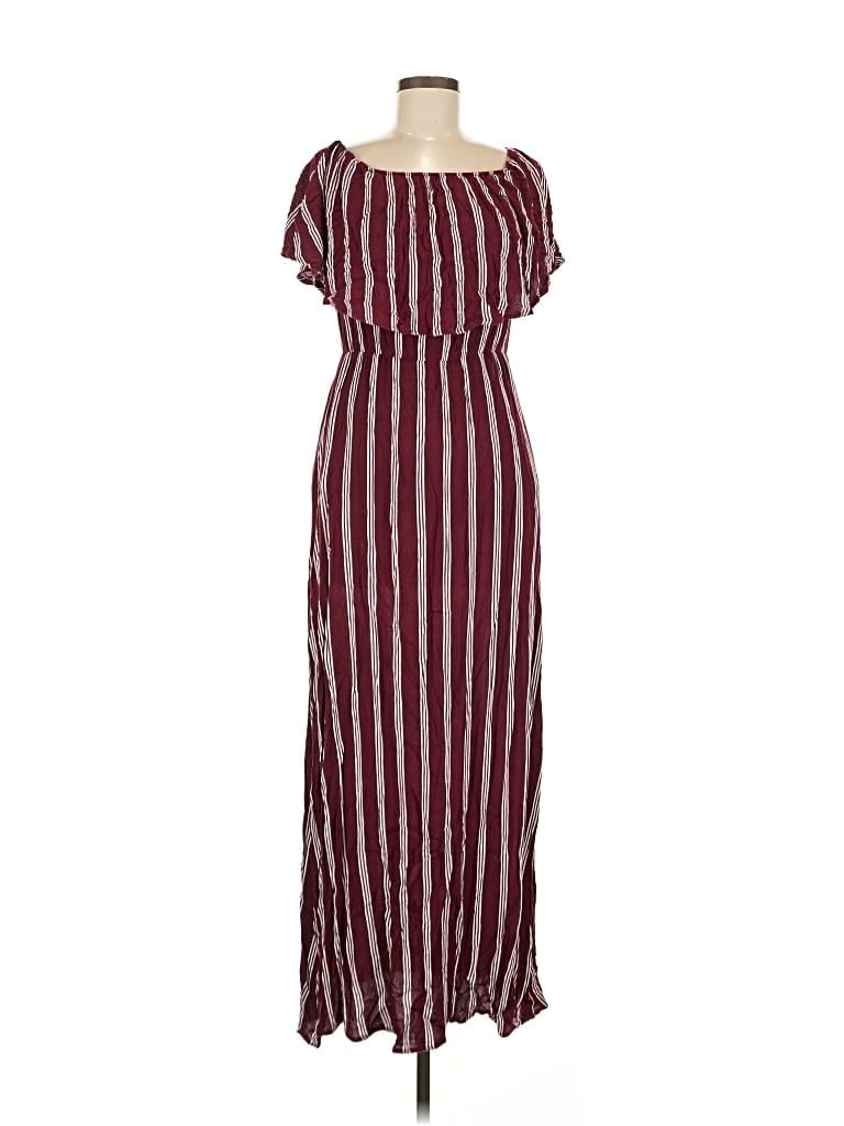 Pre-owned Peach Love Casual Dress In Burgundy