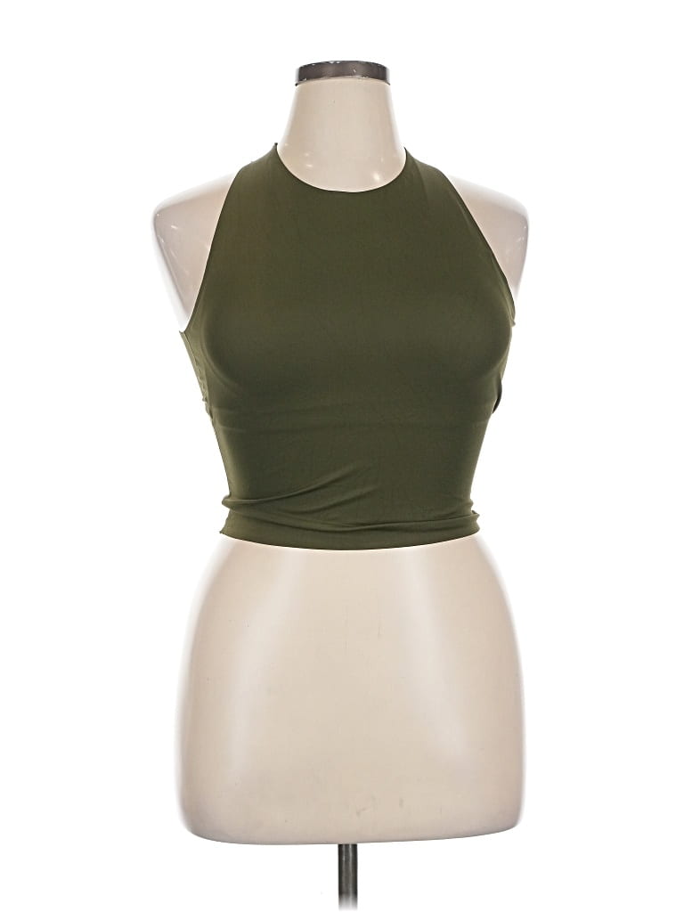 Pre-owned Uniqlo Tank Top Green Halter Neckline Tops