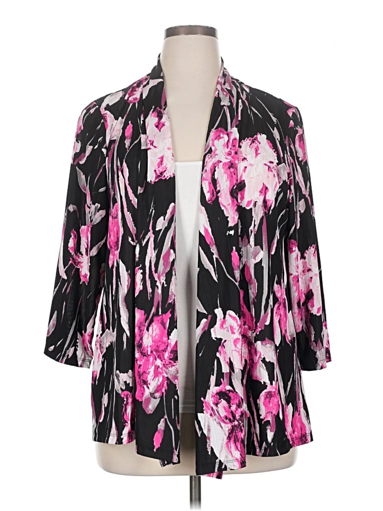 Pre-owned Kasper Cardigan Sweater In Black