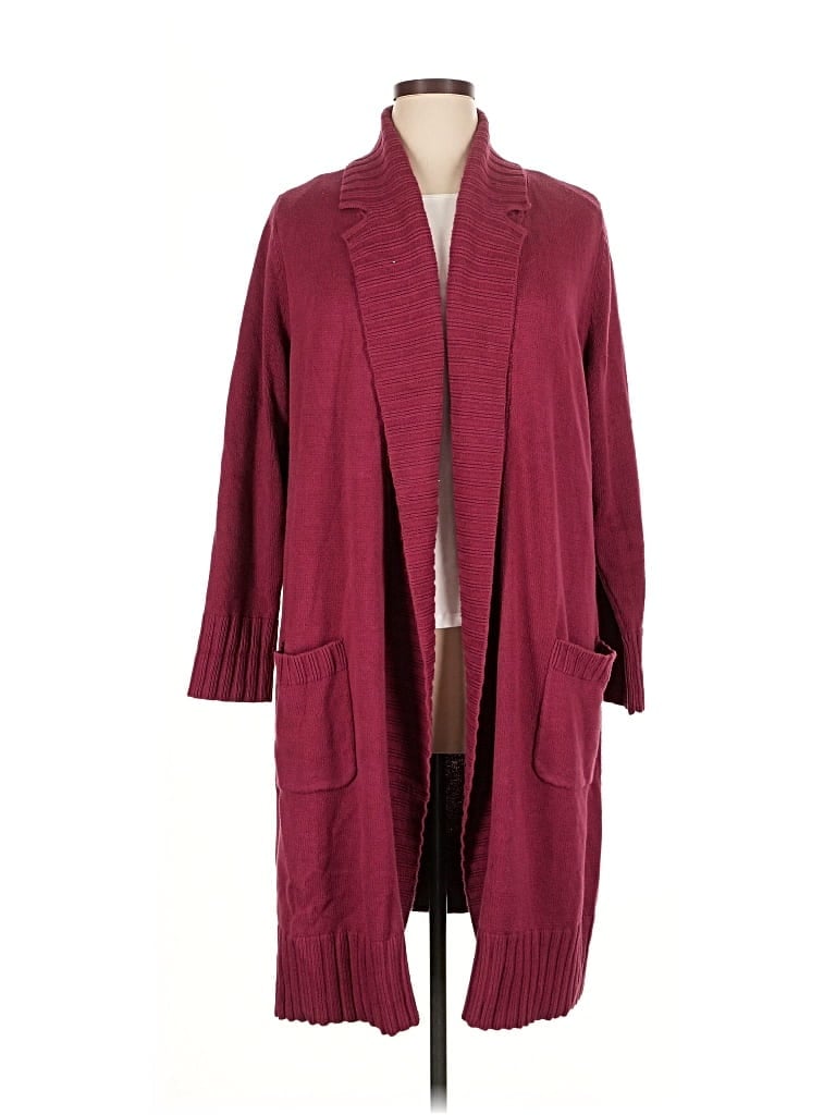 Pre-owned Isaac Mizrahi Live Cardigan Sweater In Burgundy