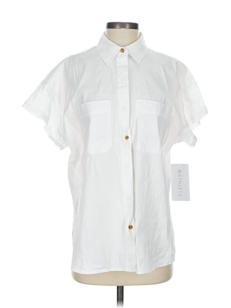 Athleta Short Sleeve Button Down Shirt In Multi