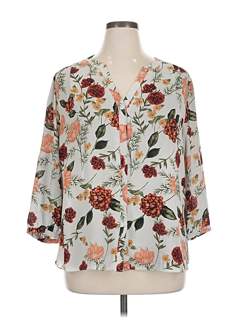 Pre-owned Nydj 3/4 Sleeve Blouse In White