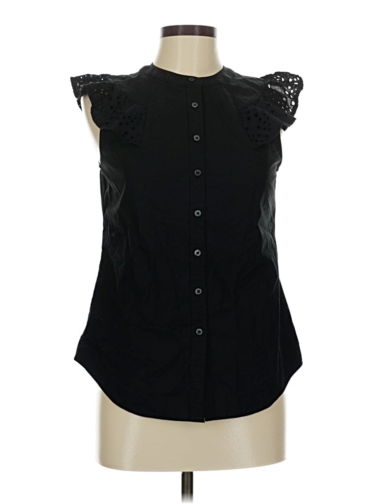 Pre-owned Banana Republic Sleeveless Button Down Shirt In Black