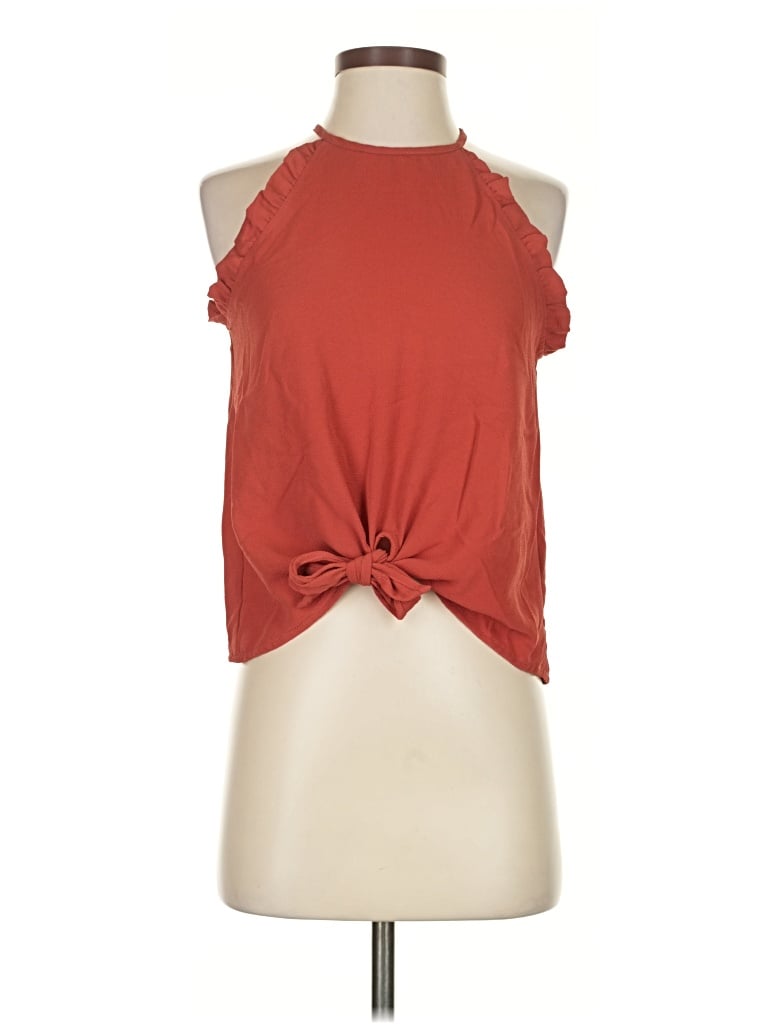 Pre-owned Mine Sleeveless Top Orange Halter Neckline Tops