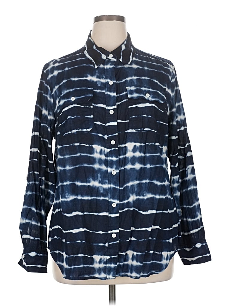 Pre-owned Jones New York Long Sleeve Button Down Shirt In Blue