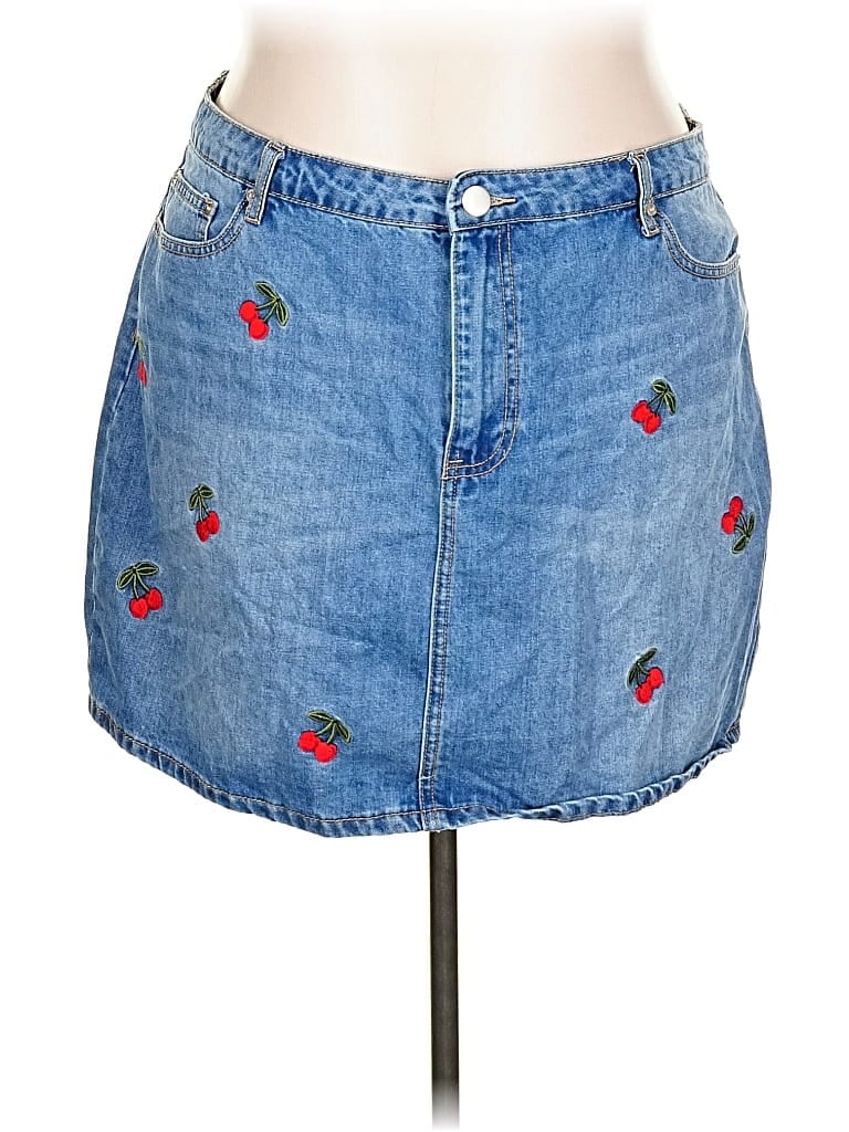 Pre-owned Forever 21 Plus Denim Skirt In Blue