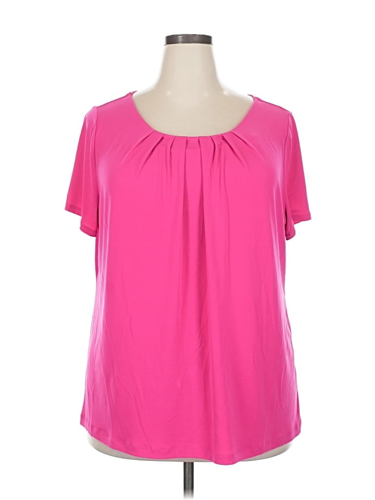 Pre-owned Liz Claiborne Career Short Sleeve Blouse In Pink