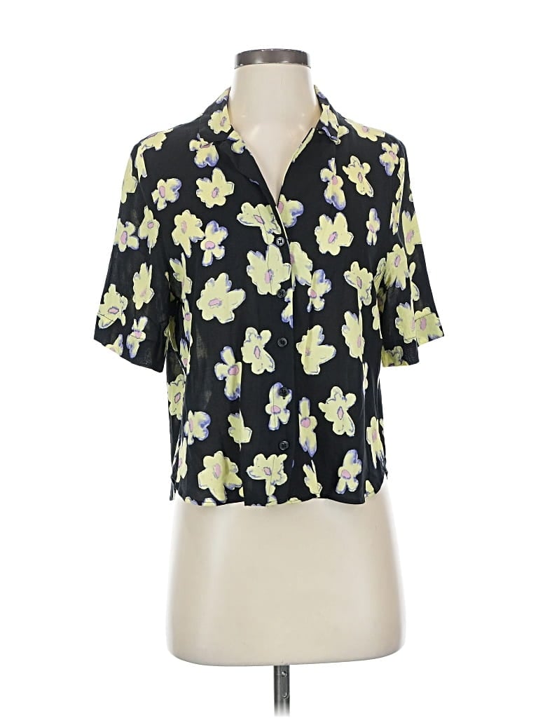 Pre-owned Weekday Short Sleeve Blouse In Black