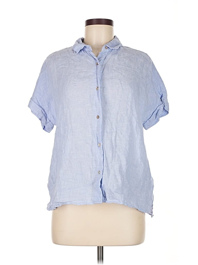 Pre-owned Rachel Zoe Tjx Short Sleeve Button Down Shirt In Blue