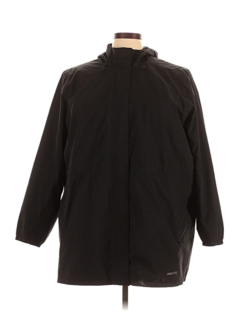 Pre-owned Lands' End Raincoat In Black