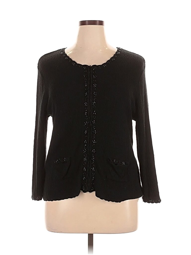 Pre-owned Emma James Silk Cardigan Sweater In Black