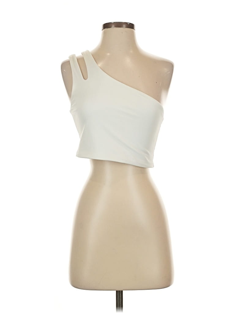 Pre-owned Fabletics Tube Top Ivory One Shoulder Neckline Tops In White