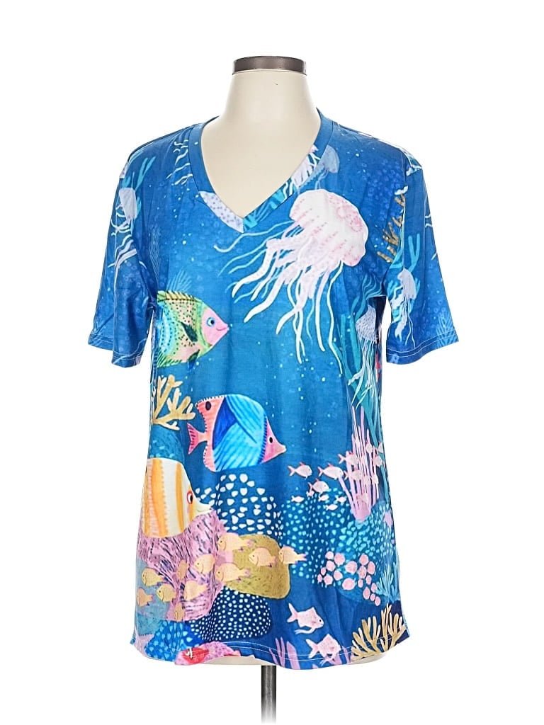 Pre-owned Unbranded Short Sleeve T-shirt In Blue