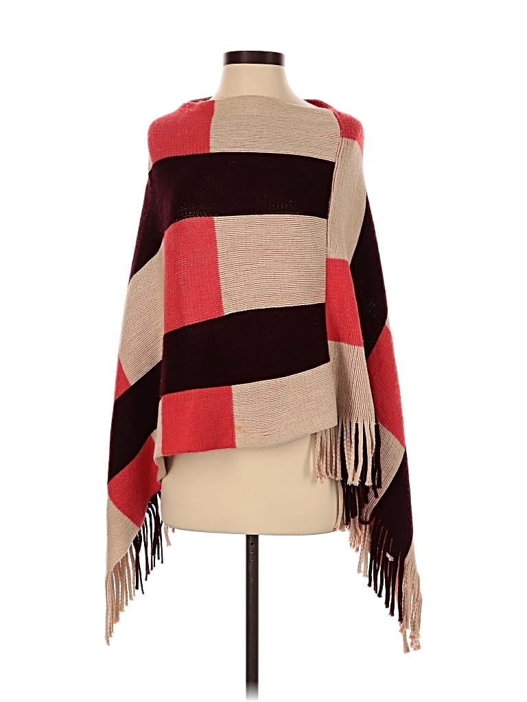 Pre-owned Unbranded Poncho In Burgundy