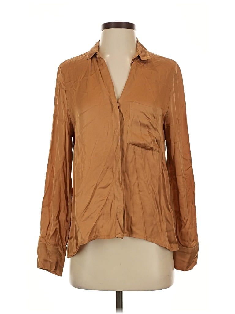 Pre-owned Young Fabulous & Broke Long Sleeve Blouse In Brown
