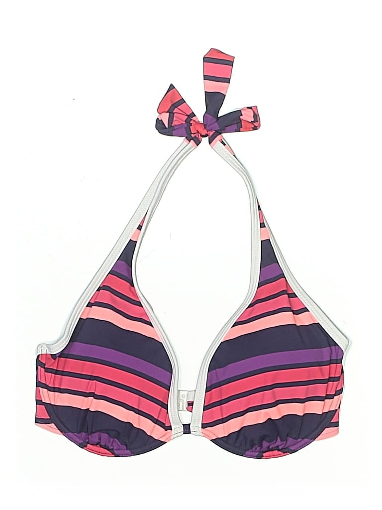 Pre-owned Lascana Swimsuit Top Purple Stripes Pattern Swimwear