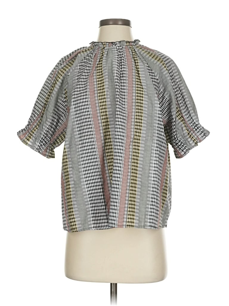 Pre-owned Dra Los Angeles Short Sleeve Blouse In Gray