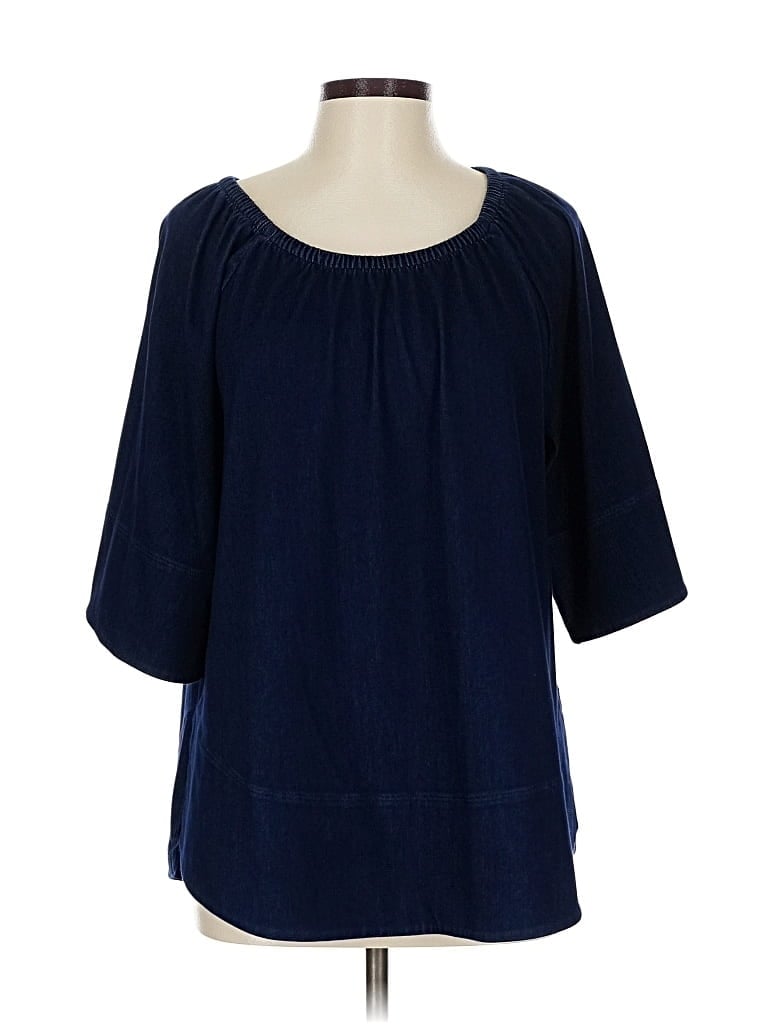 Pre-owned Chico's 3/4 Sleeve Blouse In Blue